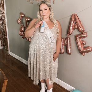 River Island Plus sequin cami mini dress in silver